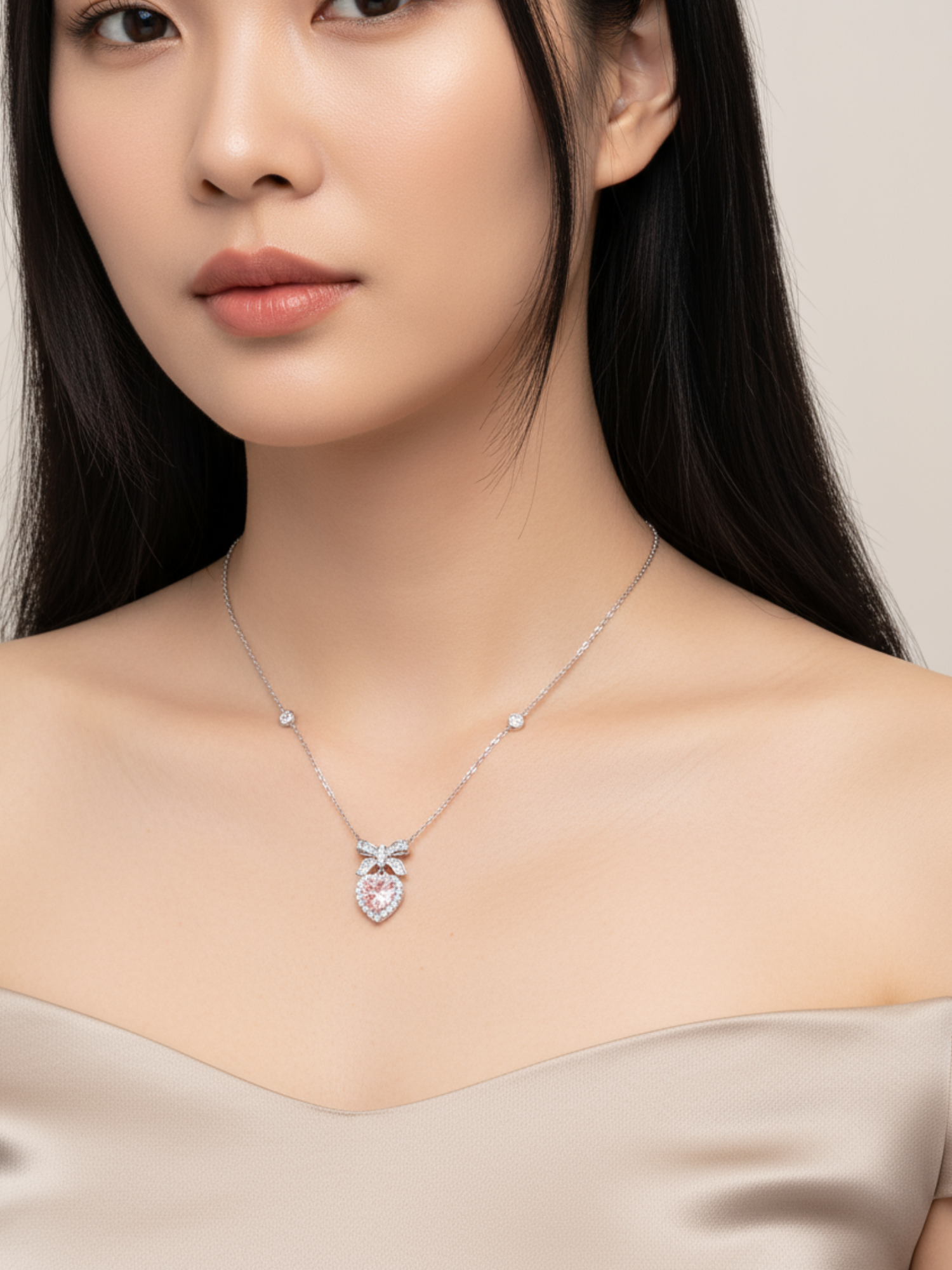 Evelyn Bow Heart Necklace - BENE Official